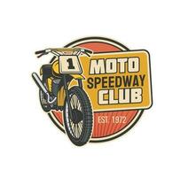 Moto speedway club icon, motor sport motorcycle vector