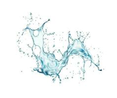 Transparent blue water wave splash with drops vector