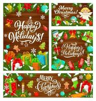 Christmas tree with Xmas winter holiday gifts vector