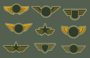 Army patches with wings, heraldic vector icons set