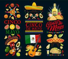 Cinco de Mayo vector icons and lettering set.