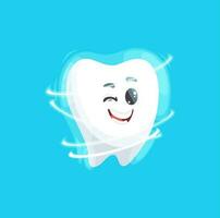 Happy tooth with perfect smile cartoon emoticon vector