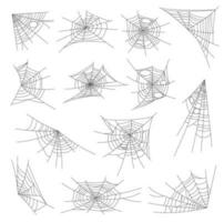 Halloween spiderweb and cobweb nets decoration set vector