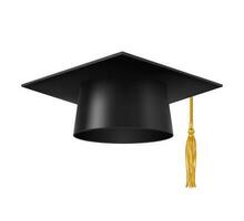 Graduate cap, university student hat with tassel vector