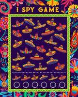 I spy game count Mexican sombrero hats, math game vector