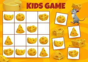 Sudoku maze game, kids rebus with cheese and mouse vector