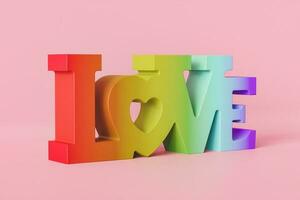3D render illustration of rainbow love word photo