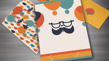 illustration, father's day greeting card, with a moustache and glasses photo