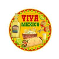 Mexican food and tequila drink, Viva Mexico vector