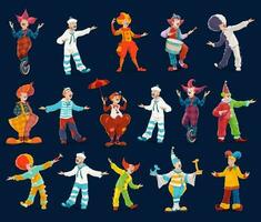 Clown or joker characters of circus, carnival show vector