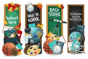 Education chalkboard with back to school lettering vector