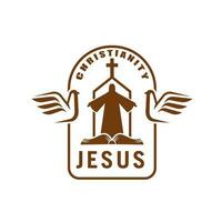 Jesus god icon, christian religion, bible church vector