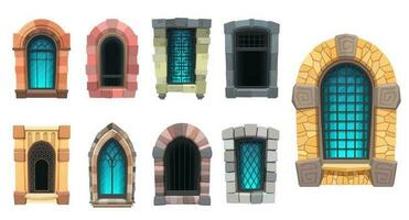 Cartoon arabic and medieval windows of castle vector