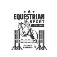 Horse riding, equestrian sport, jockey polo club vector