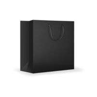 Paper shopping bag with black rope handle mockup vector