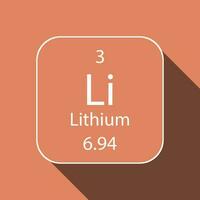 Lithium symbol with long shadow design. Chemical element of the periodic table. Vector illustration.