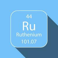 Ruthenium symbol with long shadow design. Chemical element of the periodic table. Vector illustration.