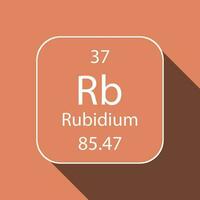 Rubidium symbol with long shadow design. Chemical element of the periodic table. Vector illustration.