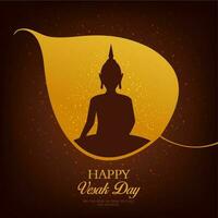 Buddha in leaf of bodhi tree, Vesak Day holiday vector