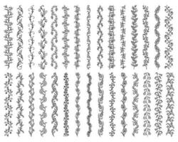 floral divisores, línea fronteras y marco líneas vector