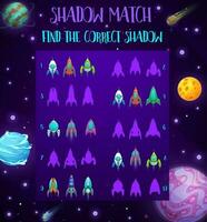 Galaxy spaceships kids maze game, space riddle vector