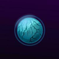 Blue space planet with atmosphere game UI icon vector