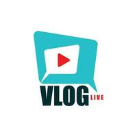 Vlog icon, TV broadcast, live stream online video vector