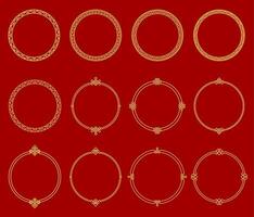 Round circle asian frame borders vector