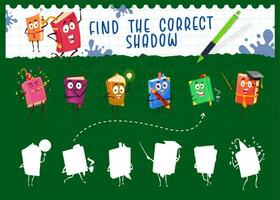 Find correct shadow game with books characters vector