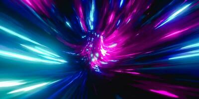 3D illustration of flashing multicolored neon lights photo