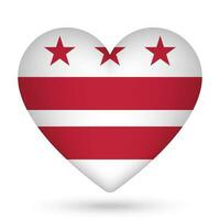 District of Columbia flag in heart shape. Vector illustration.