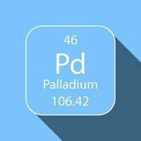 Palladium symbol with long shadow design. Chemical element of the periodic table. Vector illustration.