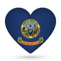 Idaho bandera en corazón forma. vector ilustración.