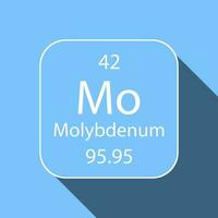 Molybdenum symbol with long shadow design. Chemical element of the periodic table. Vector illustration.