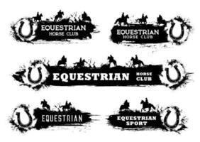 Horse racing, polo and riding grunge banners vector