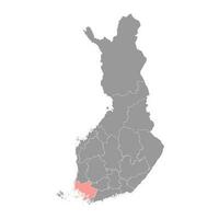 Sur oeste Finlandia mapa, región de Finlandia. vector ilustración.