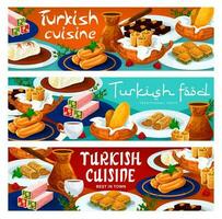 Turkish cuisine food menu desserts and sweets vector