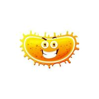 Cartoon virus, funny cell vector icon, angry germ