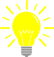 Light bulb icon , lamp sign symbol, creative idea light icon yellow design transparent background png