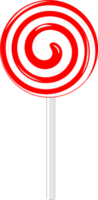 Sweet lollipops, spiral sugar candies on stick, white red design transparent background png