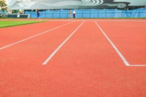 blanco línea en deporte piso en estadio. foto