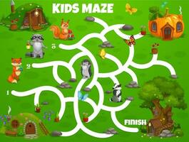 Kids labyrinth maze game fairy houses or dwellings vector