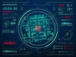 hud seguridad supervisión, movimiento rastreo sistema vector