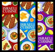 Israeli cuisine banners, meat and vegetable food vector