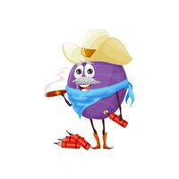 Cartoon plum cowboy, sheriff, robber, texas bandit vector