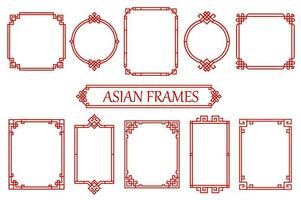 Red Asian Chinese, Japanese, Korean frames borders vector