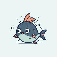 A charming and colorful kawaii fish illustration that's perfect for a children's book or fun and playful branding vector