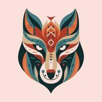 Wolf head flat design logo illustration is fierce and bold, perfect for brands that want to showcase strength and courage. vector