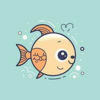 A charming and colorful kawaii fish illustration that's perfect for a children's book or fun and playful branding vector