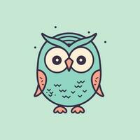 Cute kawaii owl cartoon illustration vector